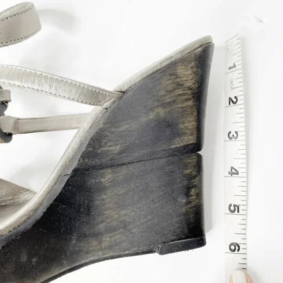 Diane Von Furstenberg DVF odette pewter metallic vacchetta wedge US 8.5 womens - Picture 8 of 8